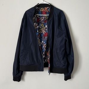 H&M Reversible Bomber Jacket - Blue & Floral - XXL